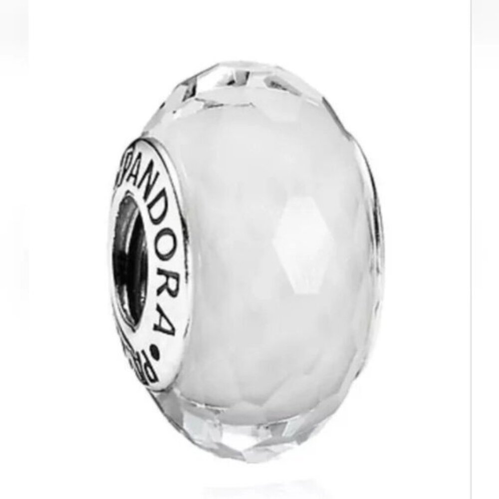 Pandora White Faceted Murano Glass Charm